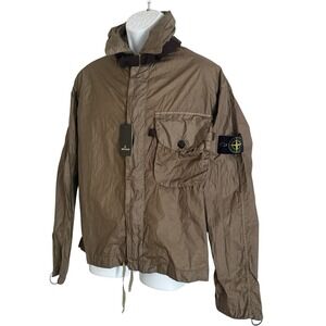 Stone Island Men Overshirt Wind Breaker L OLIVE GREEN Nylon ITALY NWT FRED SEGAL